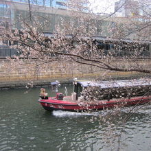 最近は堀川沿いに船も運航されています
