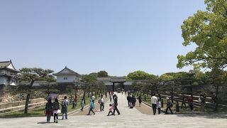 お堀の周りからお城を眺める