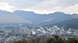 鉄輪温泉街を一望