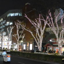 両側には沢山のブランドショップが並びます