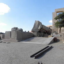 倒れたラムセス２世像