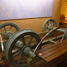 お店の入り口付近の車輪展示