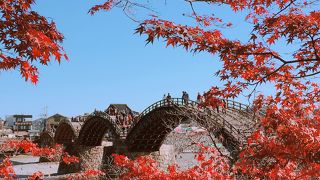 紅葉の時期に訪れました!　真っ赤な紅葉と木組みの橋のコラボが美しいです!
