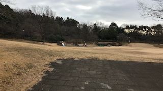 傾斜のある広い公園