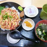 貝なめろう丼+饅頭 (^^)