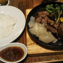 MIXステーキ、ライス