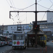岡山駅前の乗り場です。降車場と分かれています