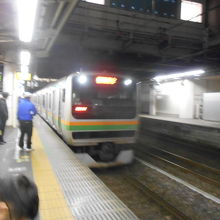 高崎駅ホームで、湘南・新宿ラインを選択