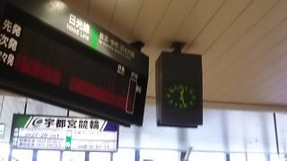 宇都宮の駅から日光に向かう JR のローカル路線