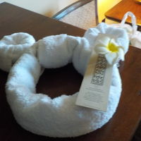 タオルがミッキー柄になってます。