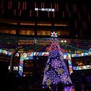 テラスでクリスマスイルミネーション