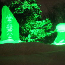 常磐公園の石碑もグリーンにライトアップされていました。