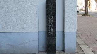 ビルの角に元標と説明板などがあるのみです