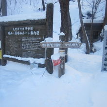 冬の登山道入口の様子