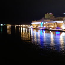 幣舞橋から見た、夜の釧路川