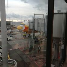 カワいい機体です。座席の足元も広いです