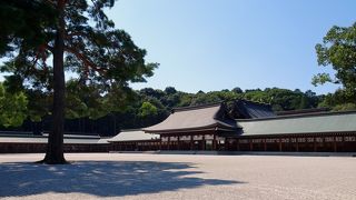 広大な空間に厳かな社殿