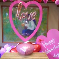 バレンタインディだったので、玄関の飾りが可愛い。