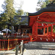 池の中の朱塗りの神社