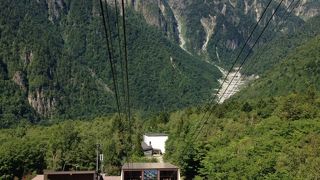 スリルあるロープウェイ