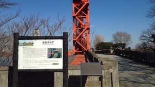 今は使われていない赤い水門