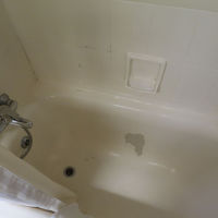 バスタブの一部が剥がれていますがお構いなし。
