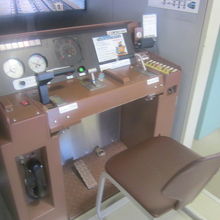 運転体験ができる鶴舞線の運転台の様子