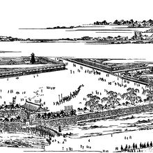 筋違御門の八ッ小路広場内の将軍一行の行列が描かれています。