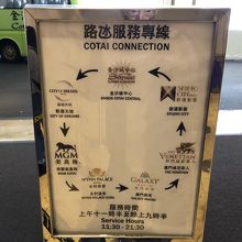 MGM側のバス乗り場でCotai Connectionは無料