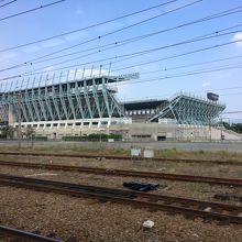 車窓から見えたスタジアム
