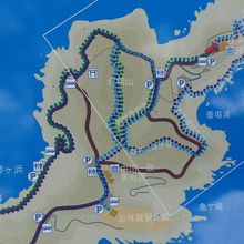現地にあった地図。いくつかの遊歩道があるのがわかる