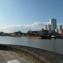 広くて大きな川ですが、水は濁り、ゴミも流れていました