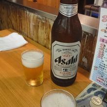 瓶ビールで乾杯