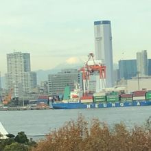 遠くに富士山が見えました