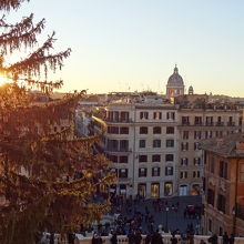 階段から見える夕景色