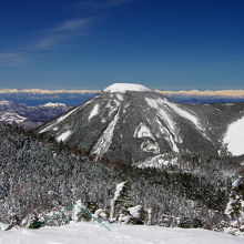 蓼科山とその向こうに来たアルプス