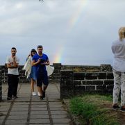 大西洋に落ちる虹の足が見えたサンタ・イリア展望台