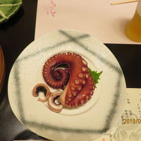 夕食のタコ。味付け。ハサミで切って食べる。