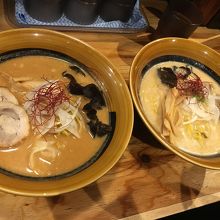 海老みそ味噌ラーメンと芳醇味噌ラーメン