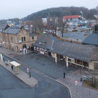 部屋の窓から見えるゴスラー駅