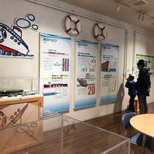 館内の風景　博多港には25階建てに匹敵する船も入港します