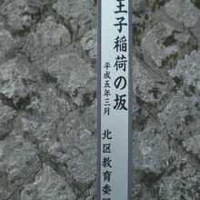 王子稲荷の坂の解説柱です。北区教育委員会作製の解説柱です。