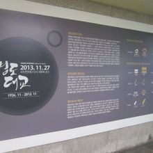 南浦駅出入口付近に掲示されている橋の解説板の様子