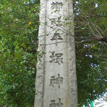 本郷通りに面して立てられている平塚神社の標識です。西向きです