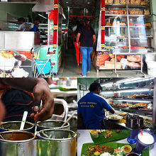 店入口通路が調理場になっている