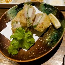 ホタテと蓮根の挟み　780円