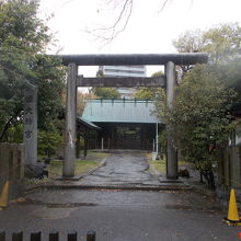 鳥居の奥に社殿が見えます。