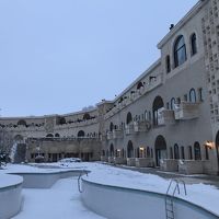  ホテルの裏側が山側の庭園