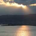 諏訪湖に沈む夕日がきれいでした