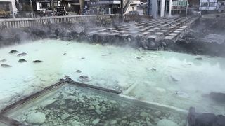 草津温泉：湯畑、将軍お汲み上げの湯枠